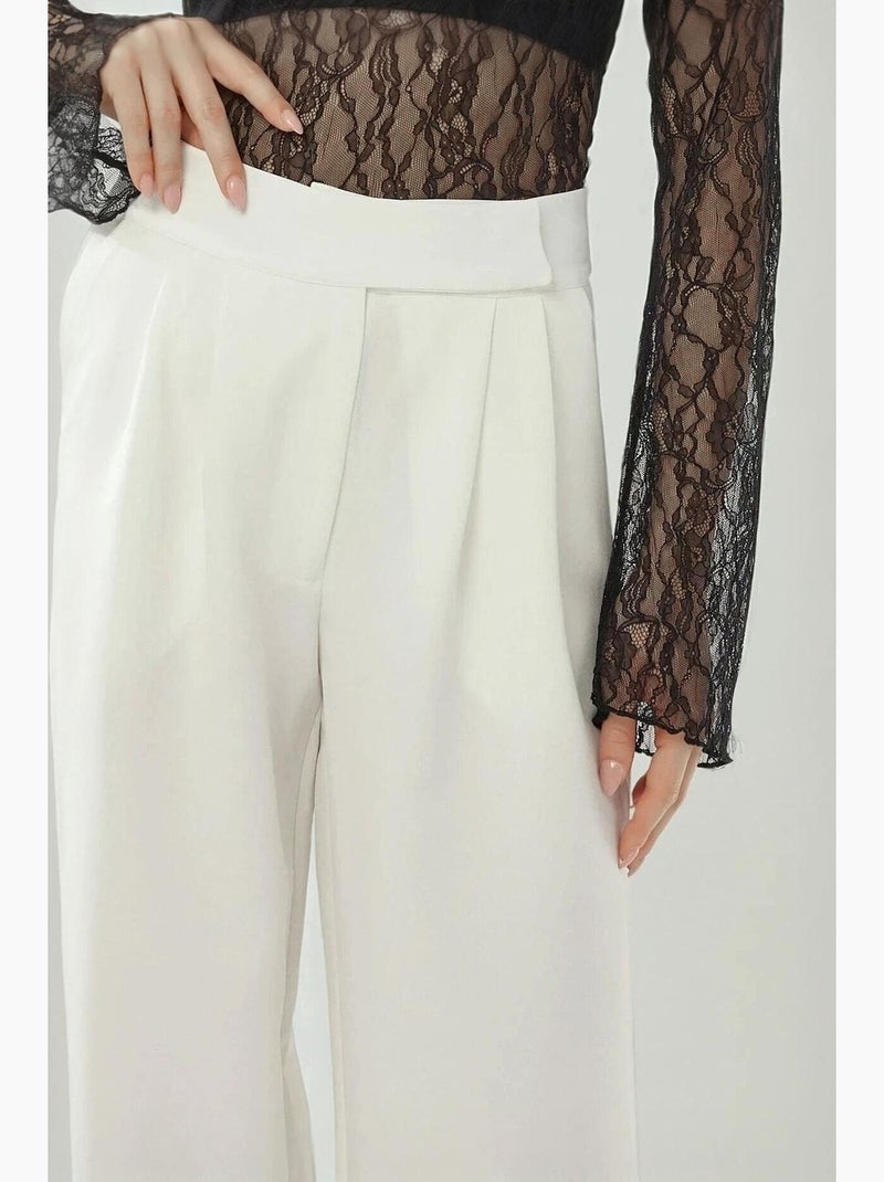 Pantalones palazzo de cintura alta y pierna ancha hiccup Blanco - Kiabi