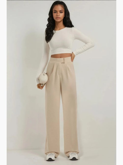Pantalones palazzo de crepé elástico de cintura alta hiccup - Kiabi