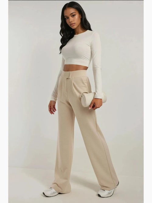 Pantalones palazzo de crepé elástico de cintura alta hiccup - Kiabi