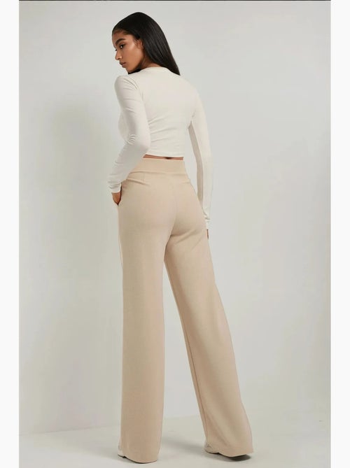 Pantalones palazzo de crepé elástico de cintura alta hiccup - Kiabi