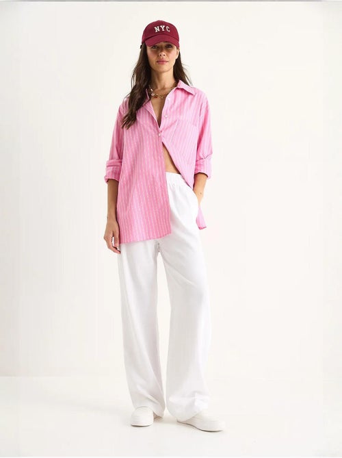 Pantalones palazzo de lino con cintura elástica y detalle de bolsillos de bianco lucci - Kiabi Pantalones palazzo de lino con cintura elástica y detalle de bolsillos de bianco lucci - Kiabi