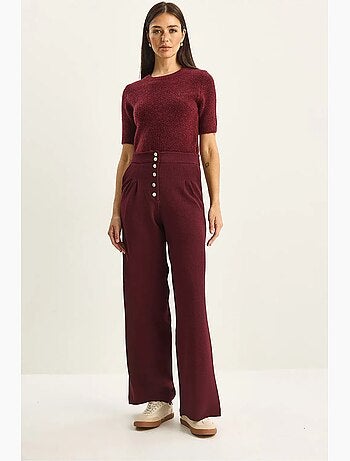 Pantalones palazzo de mezclilla de cintura alta y pierna ancha lucci
