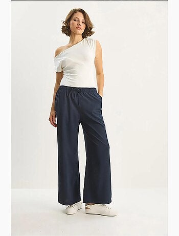Pantalones palazzo de pierna ancha con cierre de lazo lucci