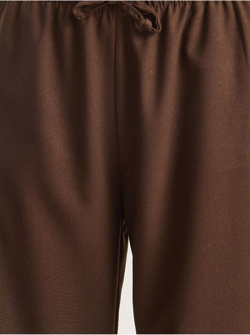 Pantalones palazzo de pierna ancha con cierre de lazo lucci Marrón oscuro - Kiabi