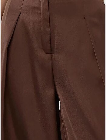 Pantalones palazzo de satén con cintura alta y pierna ancha