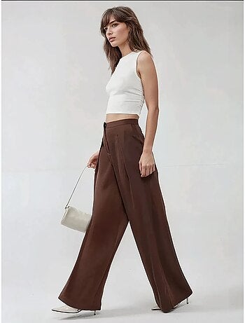 Pantalones palazzo de satén con cintura alta y pierna ancha
