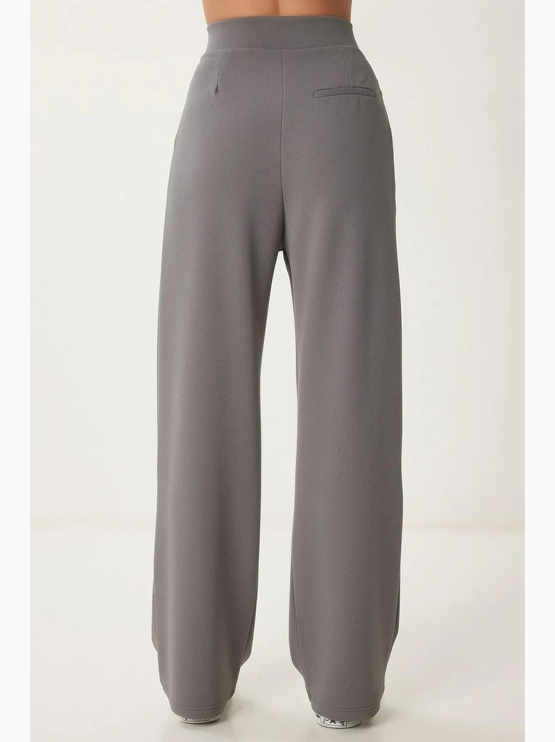 Pantalones palazzo de talle alto texturizados istanbul Gris oscuro - Kiabi