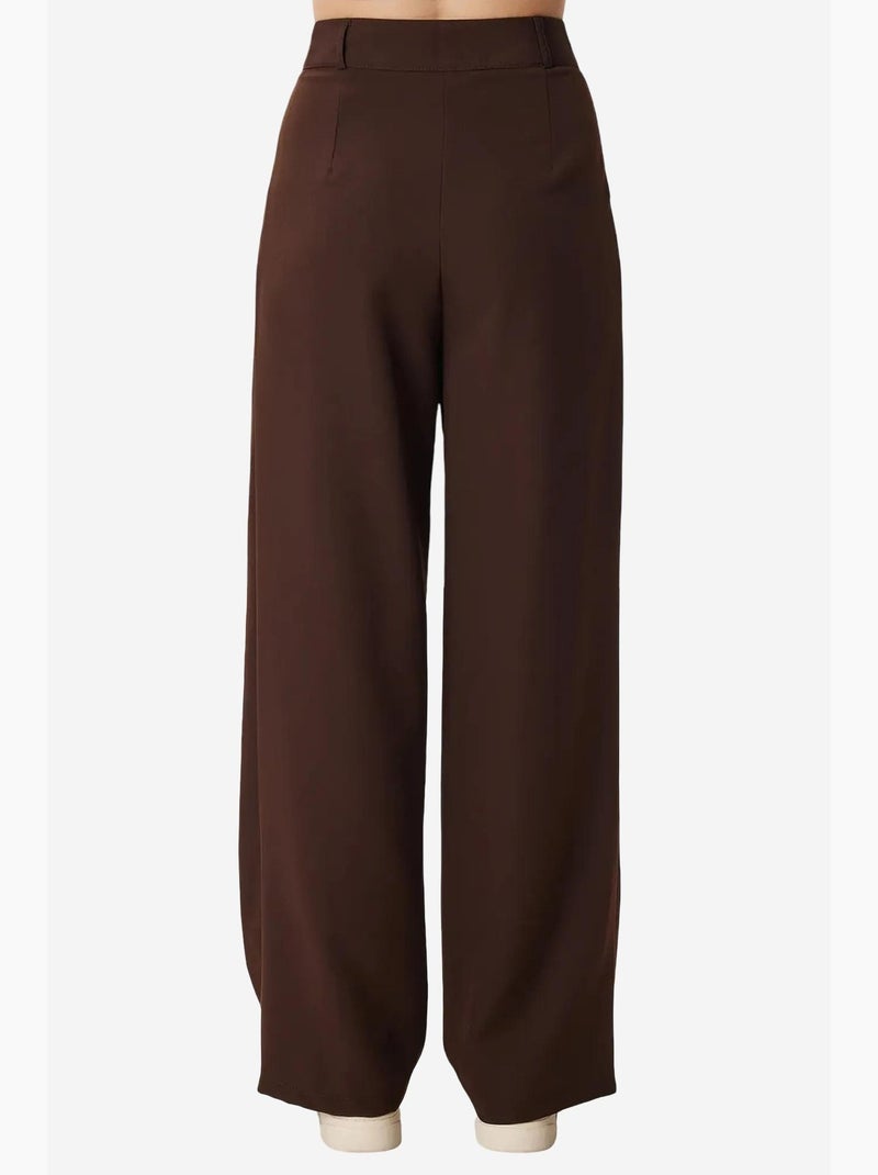 Pantalones palazzo de tiro alto y pernera ancha istanbul Marrón chocolate - Kiabi