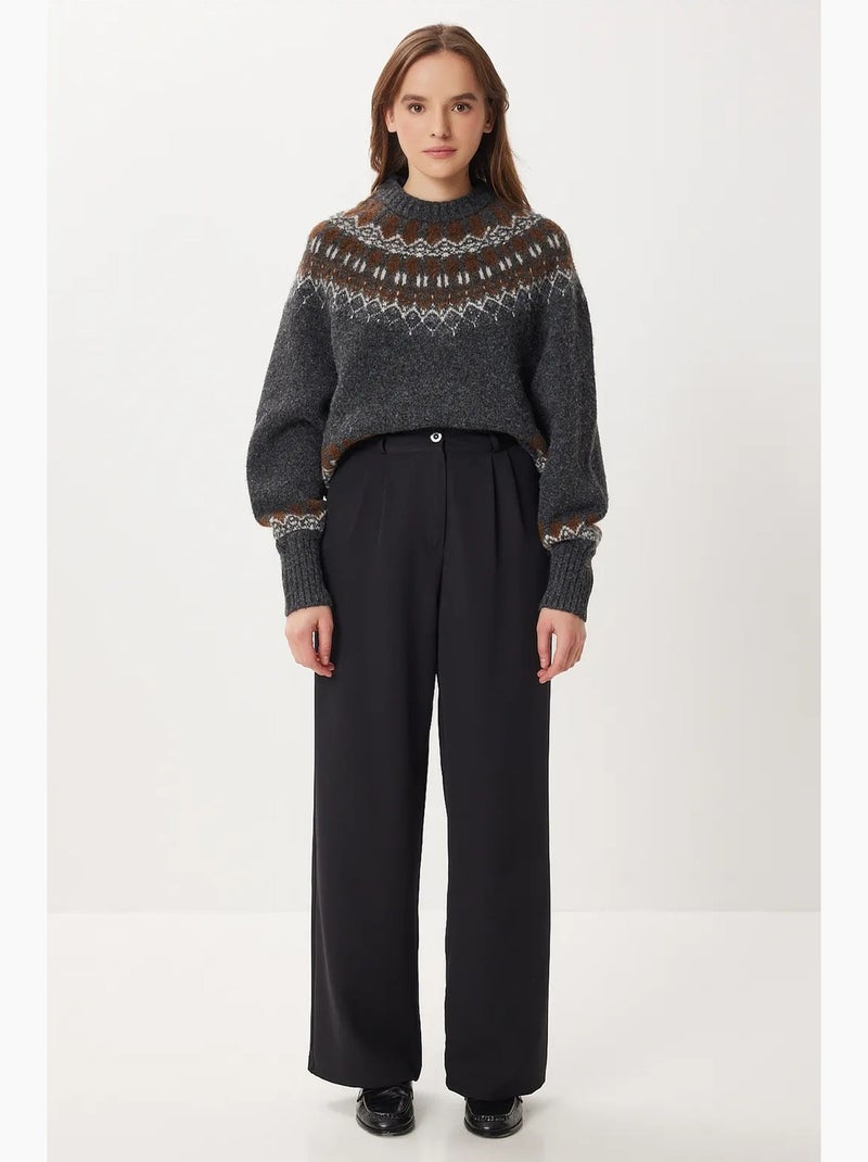 Pantalones palazzo de tiro alto y pernera ancha istanbul Negro - Kiabi