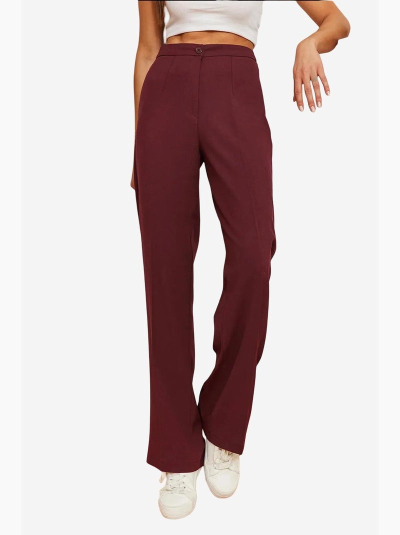 Pantalones palazzo de tiro alto y pernera ancha lucci Rojo burdeos - Kiabi