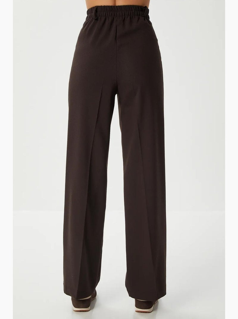 Pantalones palazzo plisados con cierre de cremallera estambul istanbul Marrón chocolate - Kiabi