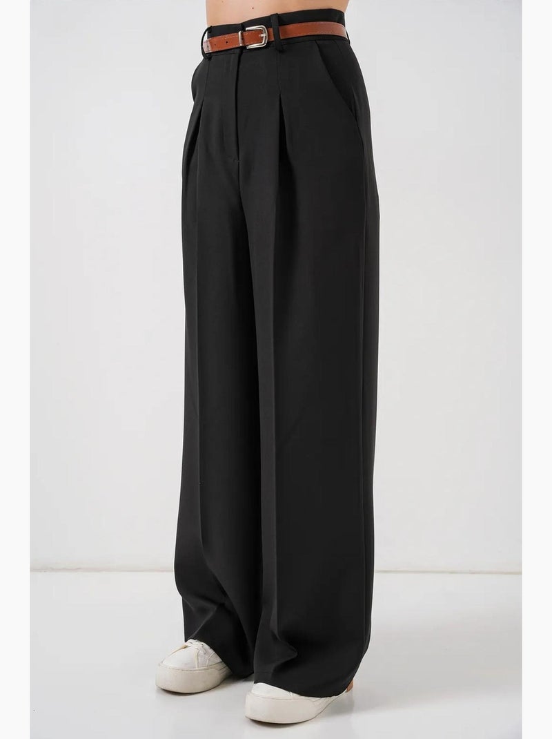 Pantalones palazzo plisados de cintura alta bdart Negro - Kiabi