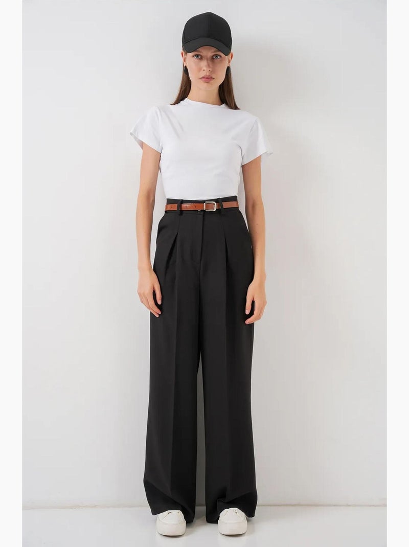 Pantalones palazzo plisados de cintura alta bdart Negro - Kiabi