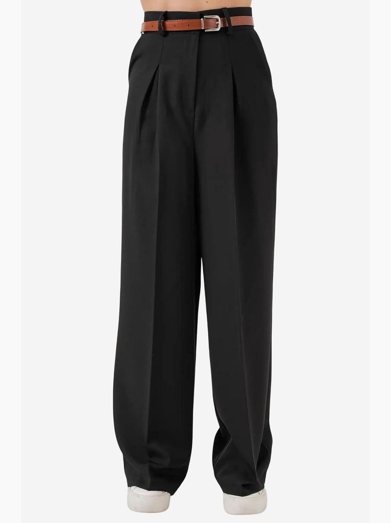 Pantalones palazzo plisados de cintura alta bdart Negro - Kiabi