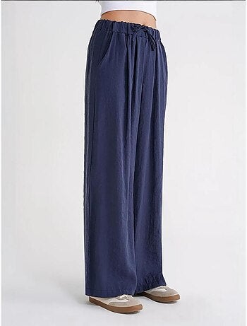 Pantalones palazzo plisados de cintura alta con cordón mixray