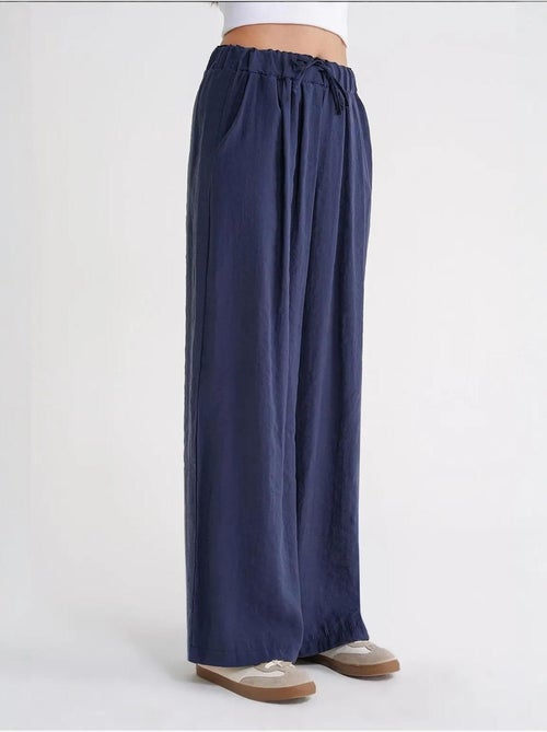 Pantalones palazzo plisados de cintura alta con cordón mixray - Kiabi