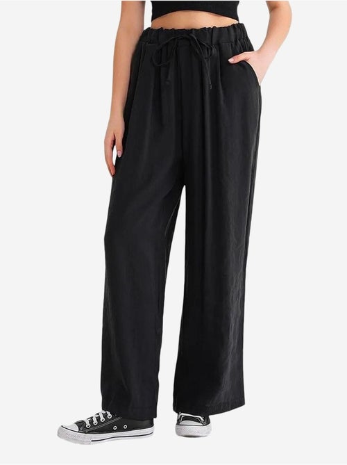 Pantalones palazzo plisados de cintura alta con cordón mixray - Kiabi