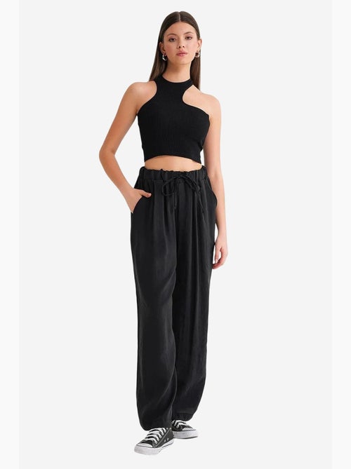 Pantalones palazzo plisados de cintura alta con cordón mixray - Kiabi