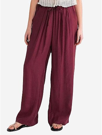 Pantalones palazzo plisados de cintura alta con cordón mixray