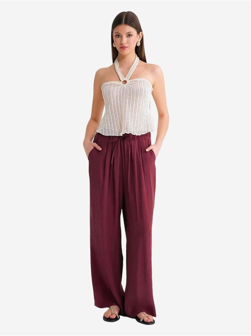 Pantalones palazzo plisados de cintura alta con cordón mixray - Kiabi Pantalones palazzo plisados de cintura alta con cordón mixray - Kiabi