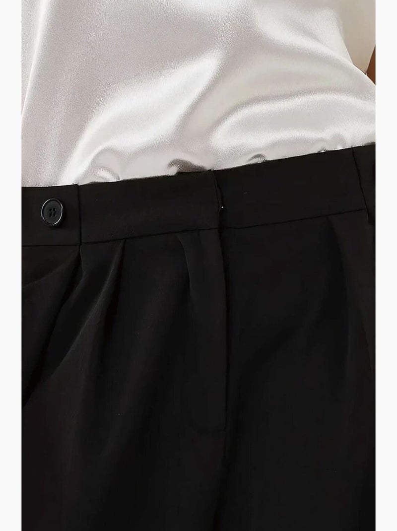 Pantalones palazzo plisados de cintura alta hiccup Negro - Kiabi