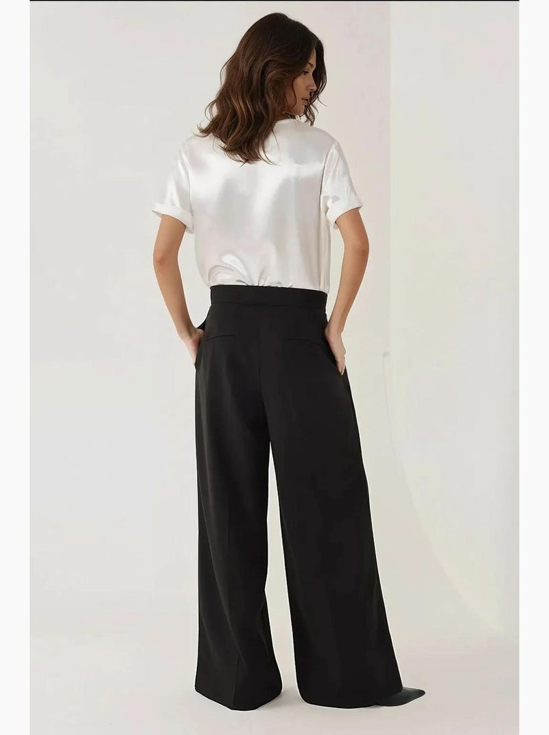 Pantalones palazzo plisados de cintura alta hiccup Negro - Kiabi