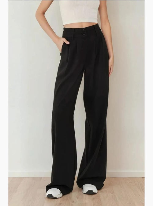 Pantalones palazzo plisados de cintura alta hiccup - Kiabi