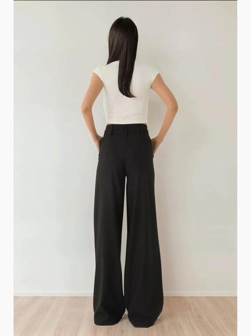 Pantalones palazzo plisados de cintura alta hiccup - Kiabi