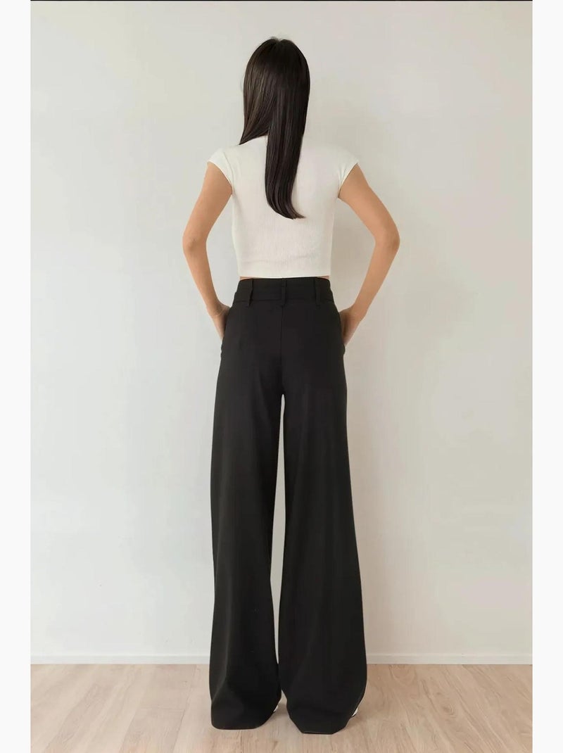 Pantalones palazzo plisados de cintura alta hiccup Negro - Kiabi