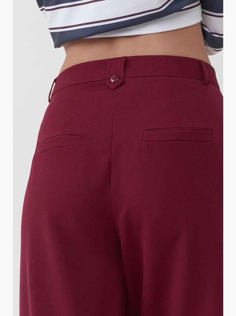 Pantalones palazzo plisados de cintura alta hiccup Rojo burdeos - Kiabi
