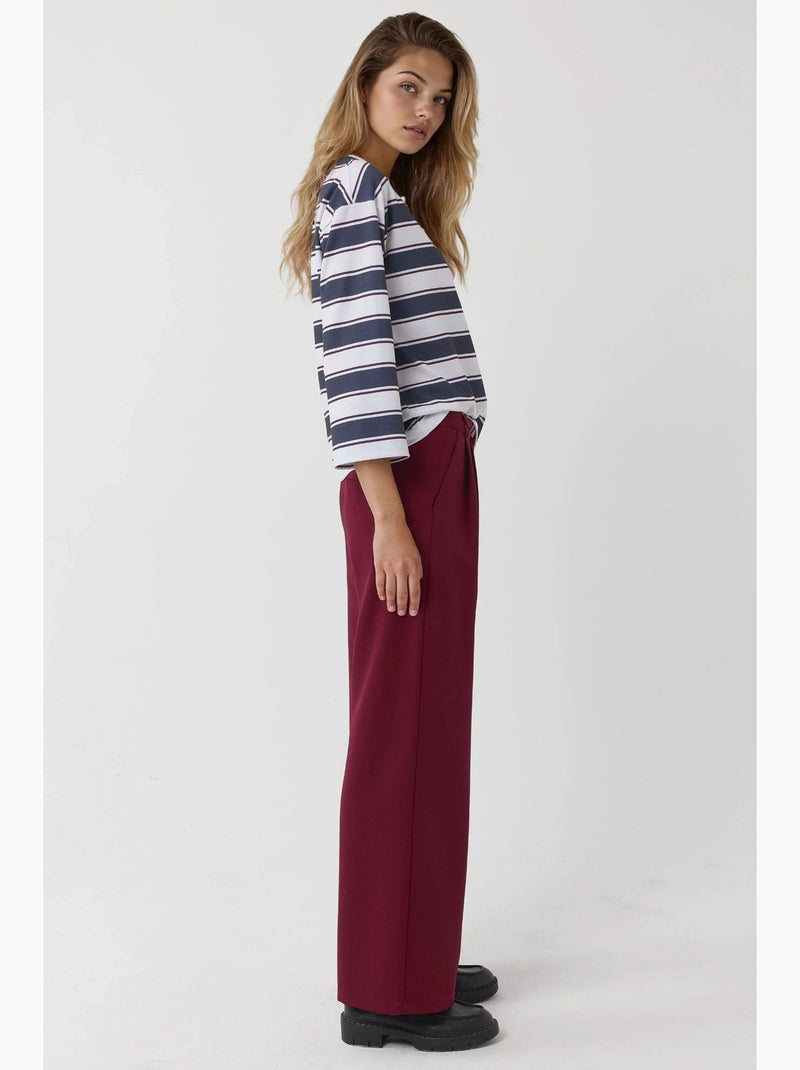 Pantalones palazzo plisados de cintura alta hiccup Rojo burdeos - Kiabi