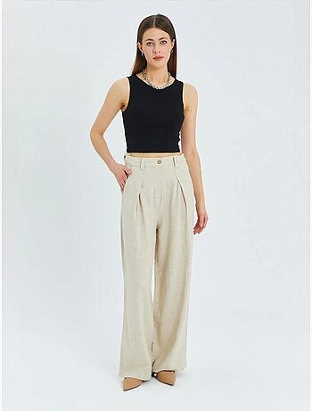 Pantalones palazzo plisados de cintura alta mixray