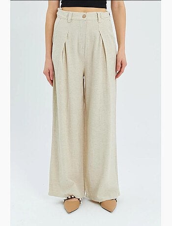 Pantalones palazzo plisados de cintura alta mixray