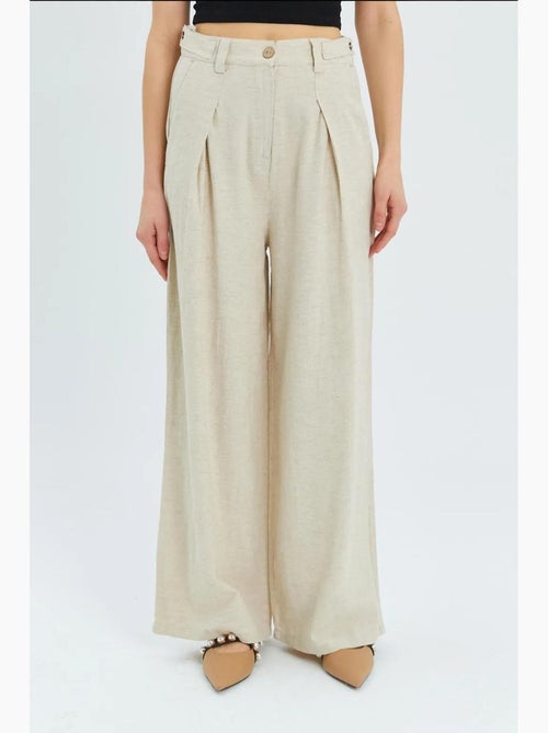 Pantalones palazzo plisados de cintura alta mixray - Kiabi Pantalones palazzo plisados de cintura alta mixray - Kiabi