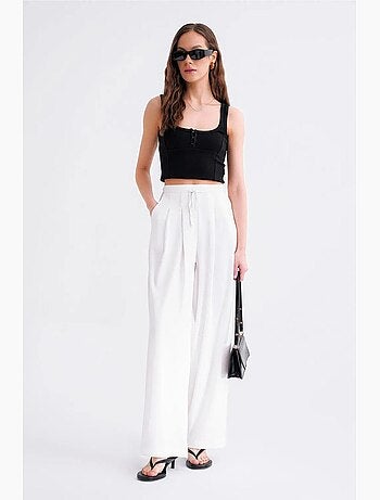 Pantalones palazzo plisados de cintura alta mixray