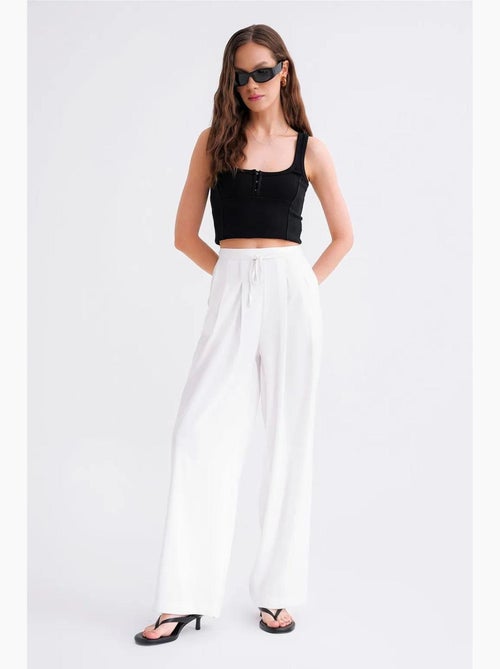 Pantalones palazzo plisados de cintura alta mixray - Kiabi