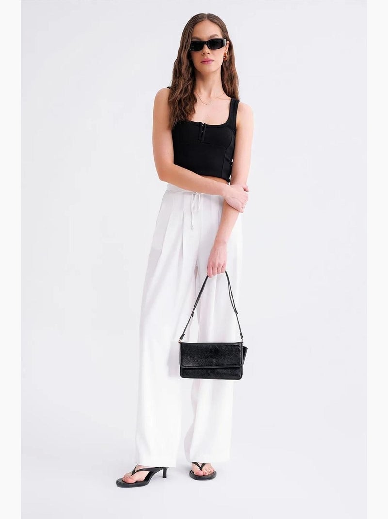 Pantalones palazzo plisados de cintura alta mixray Blanco roto - Kiabi