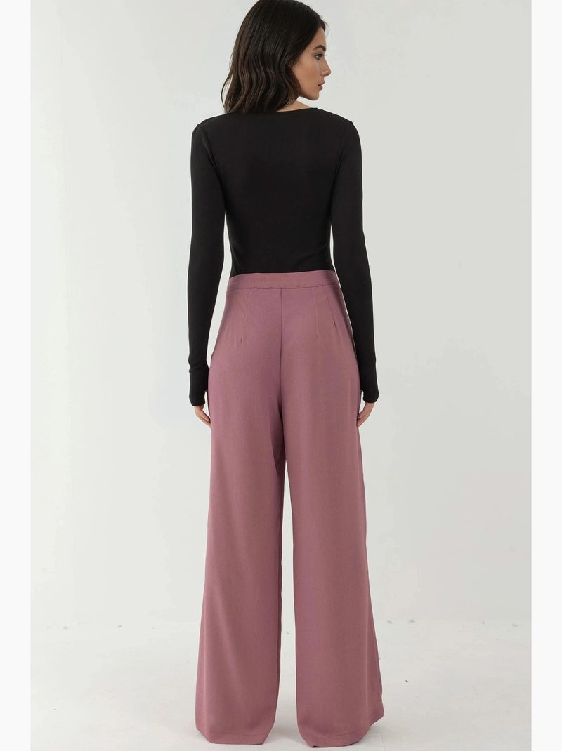 Pantalones palazzo plisados de pierna ancha hiccup Violeta oscuro - Kiabi