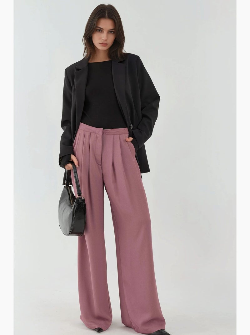 Pantalones palazzo plisados de pierna ancha hiccup Violeta oscuro - Kiabi