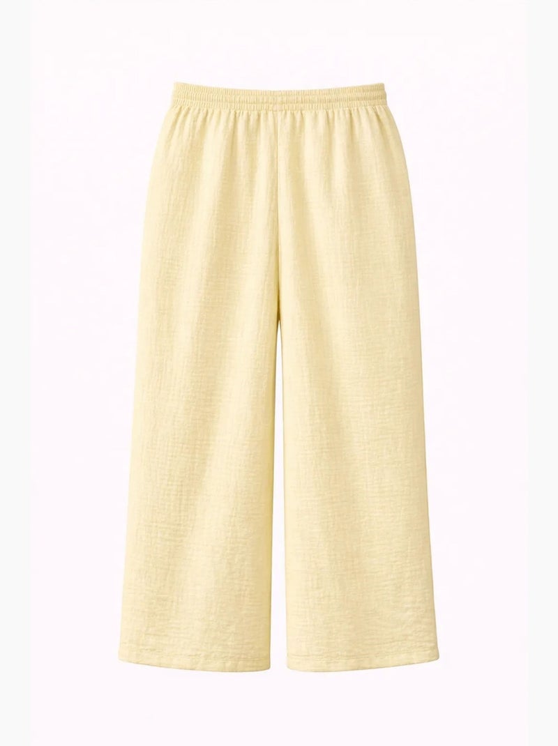 Pantalones palazzo texturizados de cintura alta mixray Amarillo limón - Kiabi