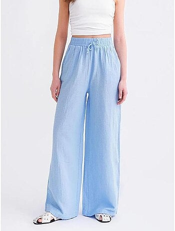 Pantalones palazzo texturizados de cintura alta mixray