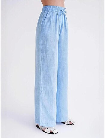 Pantalones palazzo texturizados de cintura alta mixray