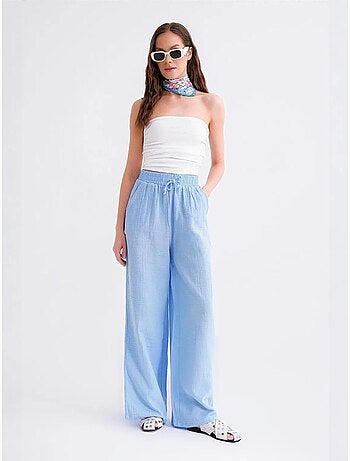 Pantalones palazzo texturizados de cintura alta mixray