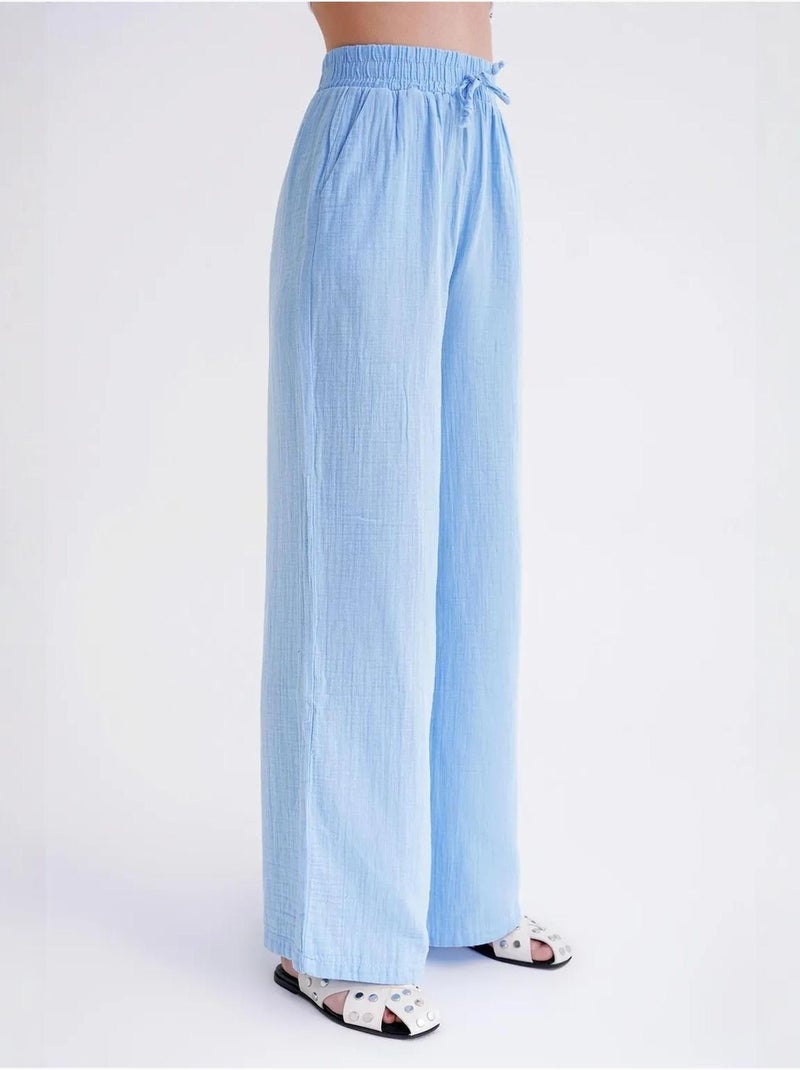 Pantalones palazzo texturizados de cintura alta mixray Azul cielo - Kiabi