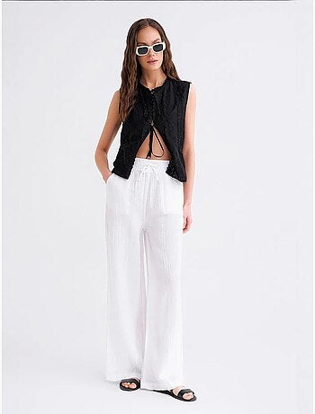 Pantalones palazzo texturizados de cintura alta mixray