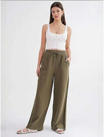 Pantalones palazzo texturizados de cintura alta mixray