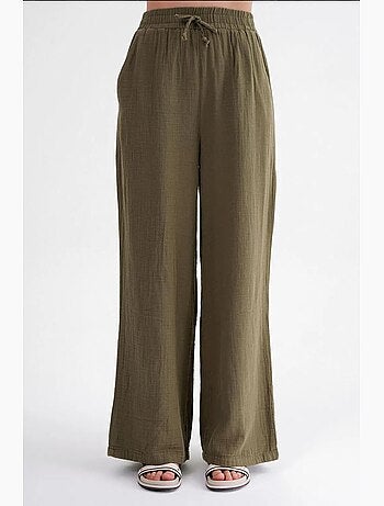 Pantalones palazzo texturizados de cintura alta mixray
