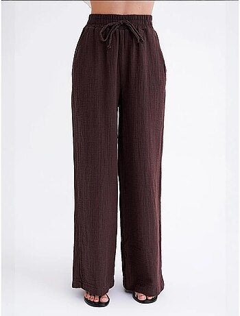 Pantalones palazzo texturizados de cintura alta mixray