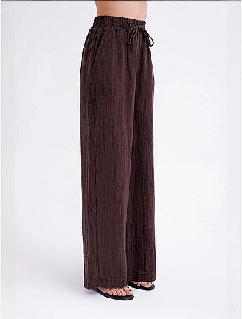Pantalones palazzo texturizados de cintura alta mixray