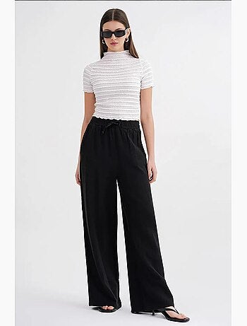 Pantalones palazzo texturizados de cintura alta mixray